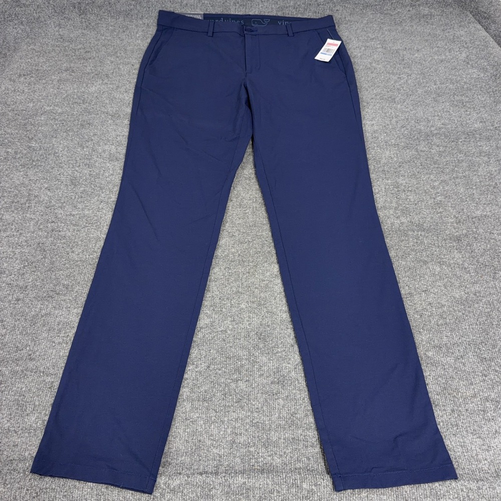 Vineyard Vines Breaker Pants 36x34 Deep Bay Blue Performance Chino Tech Golf NEW